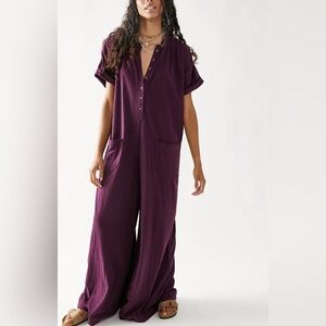 Free People - FP Beach My Go To Jumpsuit XS Black Cherry